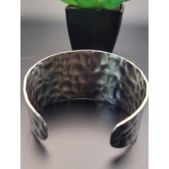 Milor Italy Stainless Steel Hammered Cuff Bracelet - Picture 4 of 5